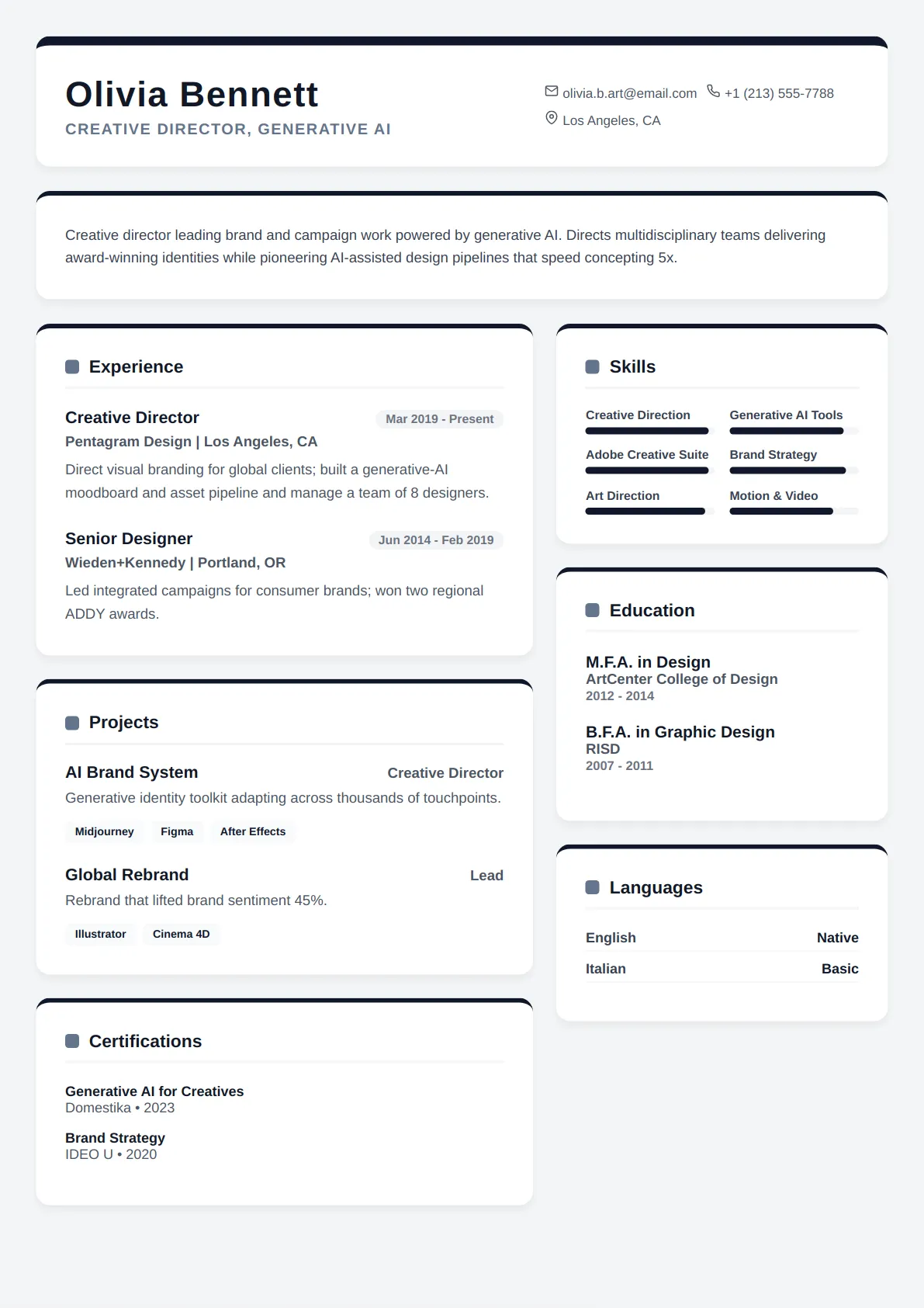 Card Grid — Slate Minimal — ATS-friendly technical resume template