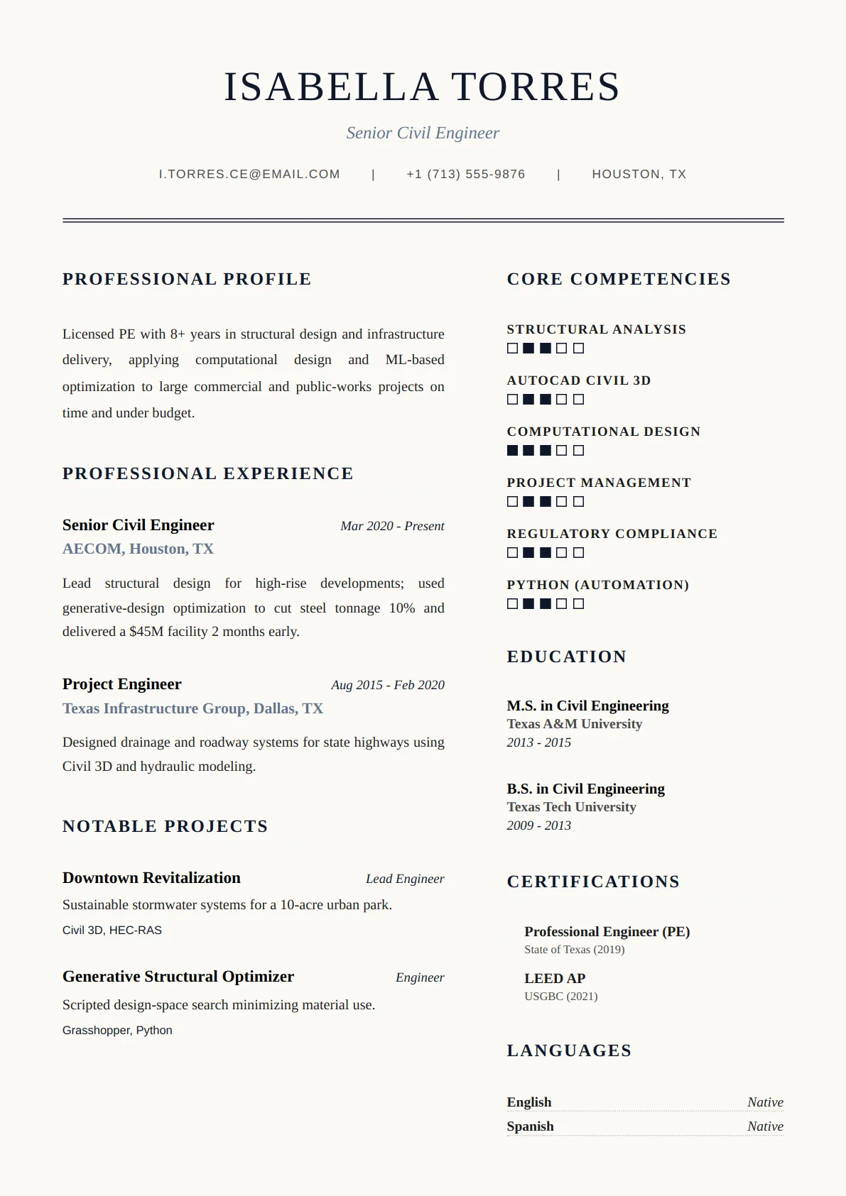 Executive Two Col — Slate Minimal — ATS-friendly executive resume template